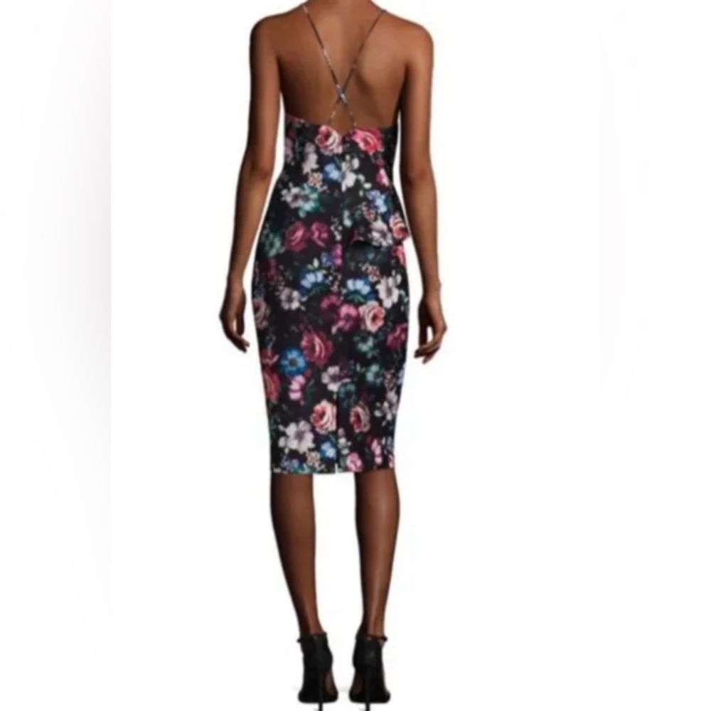Black Halo Leni Floral Ruffle Black and Pink Dress Sz 6 - Picture 3 of 10